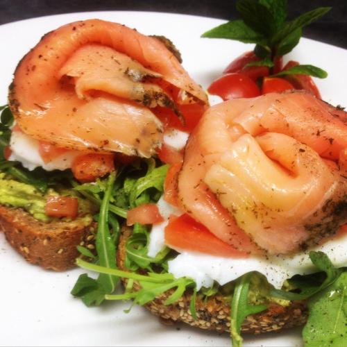 a plate of food with shrimp and lettuce and tomatoes at Terrazza Suites in Paphos City