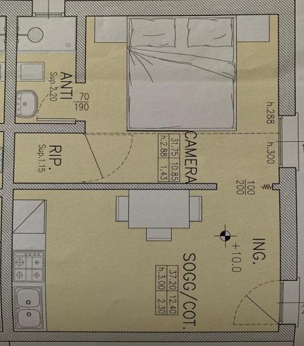 un dibujo de un plano del suelo de una casa en Villa Pinna, en Cavallino-Treporti