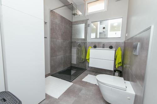 a bathroom with a toilet and a sink at Dalomar Apartment in Biograd na Moru