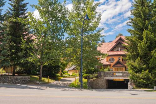a street light in front of a house at Sunpath by Outpost Whistler in Whistler