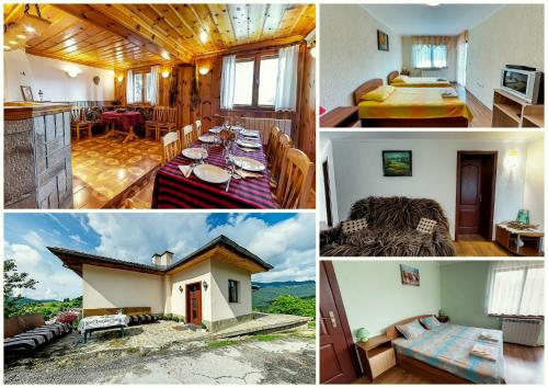 un collage de cuatro fotos de una casa en Къща за гости Каневи, en Momchilovtsi