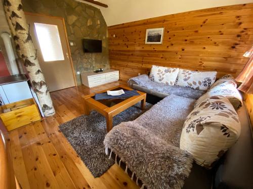 a living room with a couch and a table at Village Borje in Žabljak