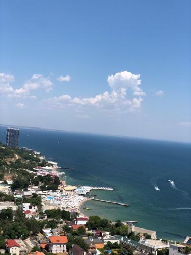 an aerial view of a city and the ocean at Arcadia apartment & sea terrace in Odesa
