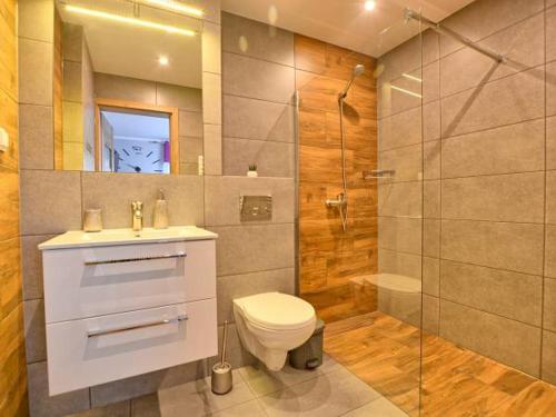 Koupelna v ubytování Domek na Wzgórzu