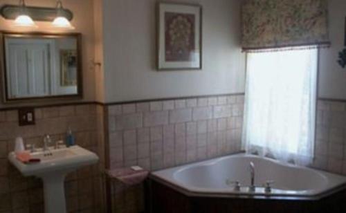 a bathroom with a bath tub and a sink at Artful Lodger in Newport