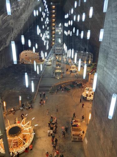 an overhead view of a room with people in a building at Bella Vista Turda in Turda