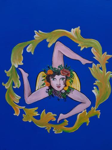 a drawing of a woman in a circle of flames at Casa Vacanze Brezza di Gaffe in Torre di Gaffe