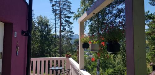 a view from the porch of a house at Apartamenty Lavender Hill in Wisła