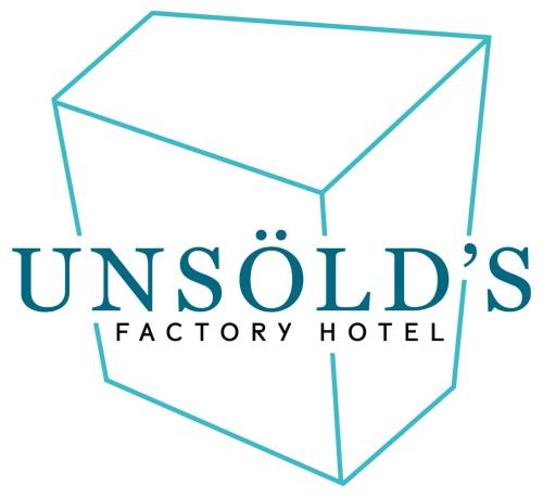 a logo for a hotel with the words world factory hotel at Unsöld's Factory Hotel in Munich