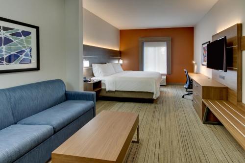 une chambre d'hôtel avec un lit et un canapé dans l'établissement Holiday Inn Express Hotel & Suites - Atlanta/Emory University Area, an IHG Hotel, à Decatur