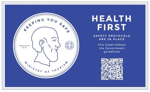 a picture of a label with a picture of a head at Hotel Papasotiriou in Galatas