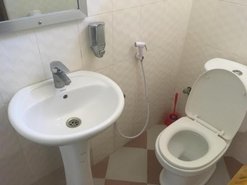a bathroom with a sink and a toilet at Dodoma Siesta Inn in Dodoma