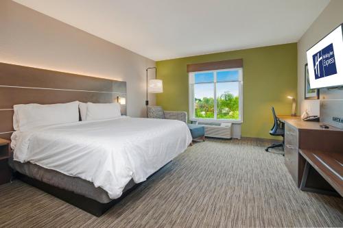 a hotel room with a bed and a television at Holiday Inn Express Hotel & Suites Orlando - Apopka by IHG in Orlando