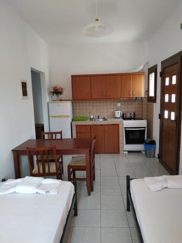 Kuchyň nebo kuchyňský kout v ubytování Ekaterini Apartments