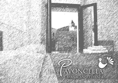 a drawing of a room with a window and a swan at Case Vacanze La Pavoncella in Teulada