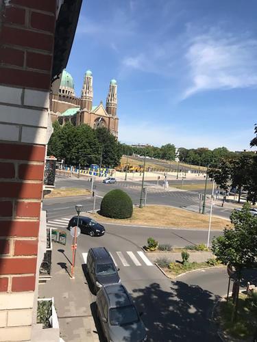 a street with cars parked in front of a building at Brussel House Basilic in Brussels