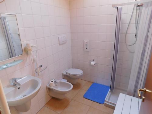 a bathroom with a sink and a toilet and a shower at Locanda Ca'Orsa in Affi