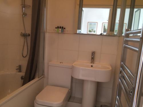 a bathroom with a toilet and a sink at City Centre - The Old Committee Room-free parking in York