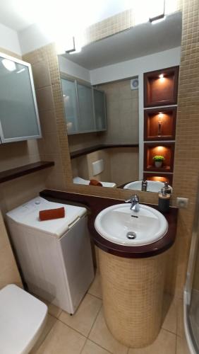 łazienka z toaletą i umywalką w obiekcie Top Sea Apartament 1 w Gdańsku