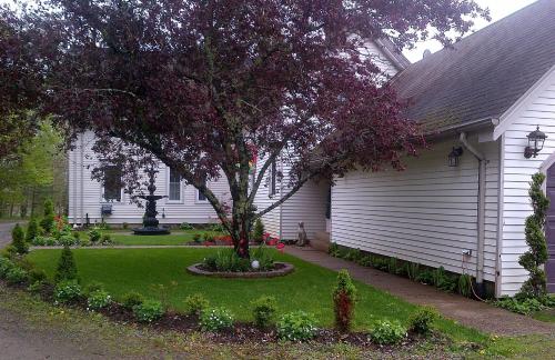 a tree in a yard next to a house at Briarwood Bed & Breakfast in Elmsdale