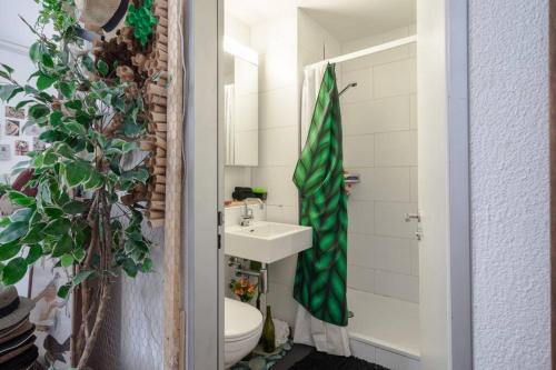 een kleine badkamer met een wastafel en een toilet bij Zurich Accomodation in Zürich