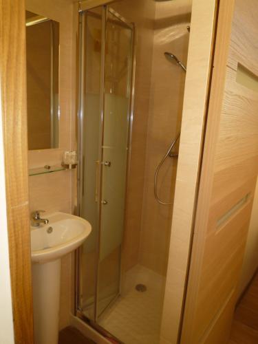 a bathroom with a shower and a sink at Résidence Appartement Adonis in Nice