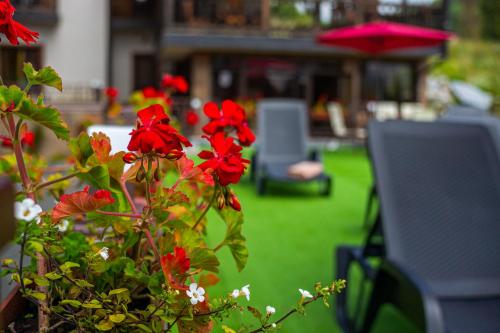 Un jardín fuera de Amarena SPA Hotel - Breakfast included in the price Spa Swimming pool Sauna Hammam Jacuzzi Restaurant inexpensive and delicious food Parking area Barbecue 400 m to Bukovel Lift 1 room and cottages