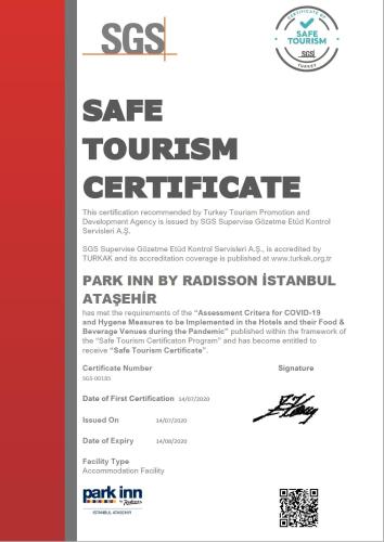 a poster for a safe tourism centric at Park Inn by Radisson Istanbul Atasehir in Istanbul