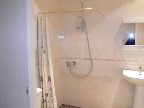 a bathroom with a shower and a sink at Chambres chez l'habitant Coco2 in Boulazac