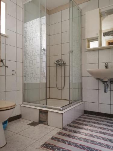 a bathroom with a shower and a sink at Apartmani Franceska in Bol