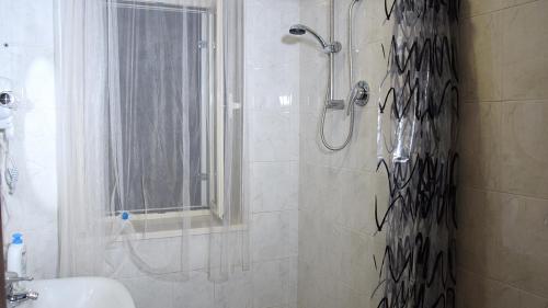 bagno con doccia e lavandino di Residence Praetorium Maiella a Pretoro