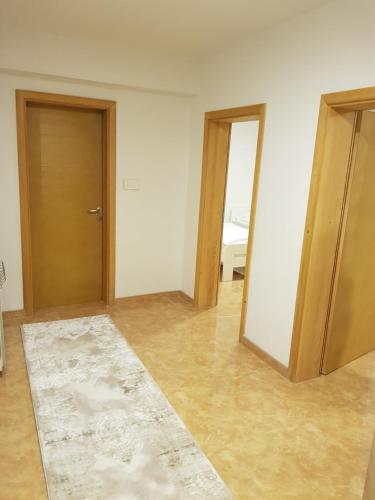 Dubrave Gornje的住宿－Apartment Paradise Enver，一个空房间,有两个门和一个地毯