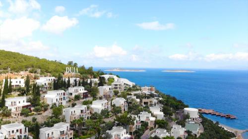 an island with white houses and the ocean at Duja Bodrum in Torba