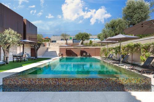 a swimming pool on the roof of a building at Quinta do Aido - WineTourism in Cinfães
