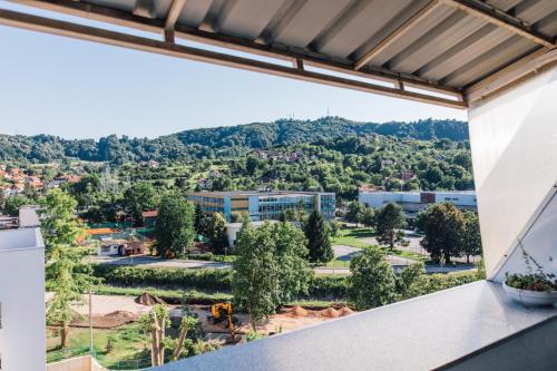 a view from the balcony of a building at Apartment Jupiter in Tuzla