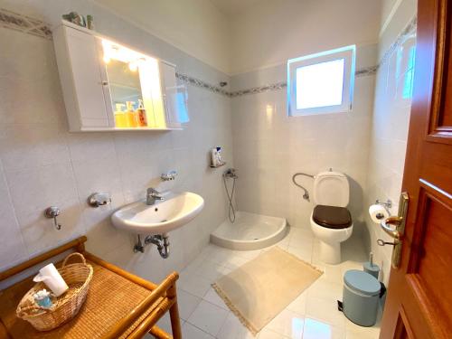 a bathroom with a toilet and a sink at Villa Aegean in Mourteri