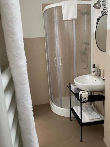 a bathroom with a shower and a sink at Villa Giuseppina in Terracina