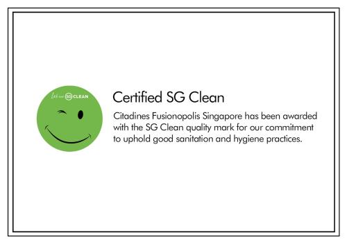 a green smiley face with the ssc clean qualify make for our commitment to at Citadines Fusionopolis Singapore in Singapore