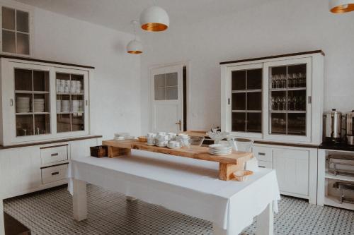 Una cocina o kitchenette en Zamek Bożejów
