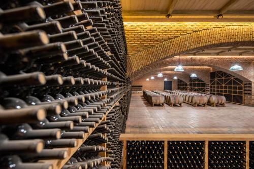 a large room with a bunch of wine bottles at Villa Mosavali in Akhalubani
