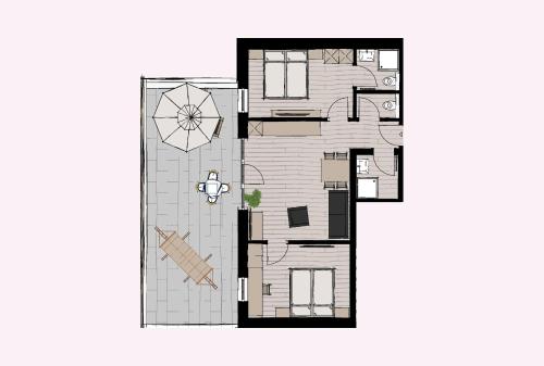 a drawing of a floor plan of a house at Gabriela Appartements INKLUSIVE SUPER SOMMER CARD in Serfaus