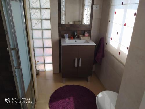 a bathroom with a sink and a mirror at lugar del pazo nª9-albeos in Albeos