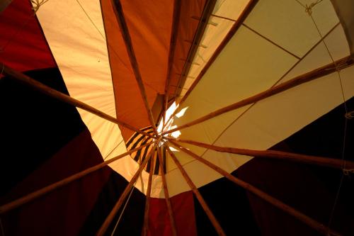 a close up of the inside of an umbrella at Fort Wapiti in Zalasowa