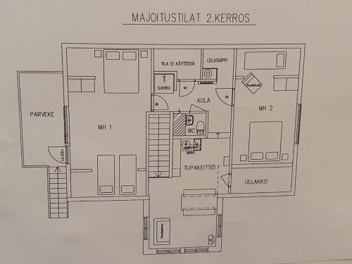 un plano del piso de un apartamento en TOIVONNIEMEN KOTIMAJOITUS, 