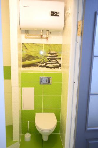 ein kleines Bad mit WC in einem Zimmer in der Unterkunft Smart in Ternopil
