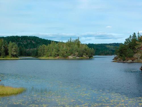 a view of a lake with trees in the background at Holiday Home Øygårdsheia by Interhome in Grimstad