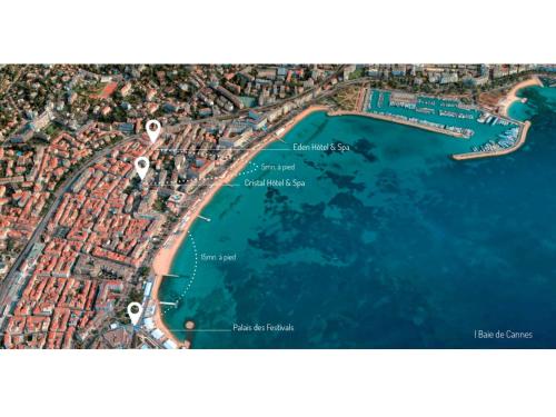 a map of a city and the ocean at Eden Hotel & Spa in Cannes