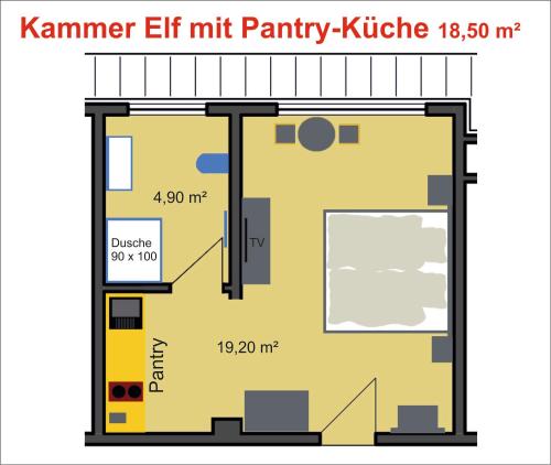 a drawing of a floor plan of an apartment at Landhaus Amelinghausen Ferienzimmer in Amelinghausen