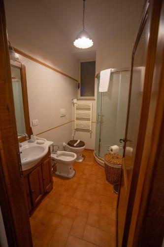 a bathroom with a sink and a toilet and a shower at Borgo Riccio in Torchiara