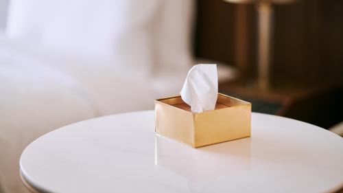 a box sitting on top of a white table at NOHGA HOTEL AKIHABARA TOKYO in Tokyo